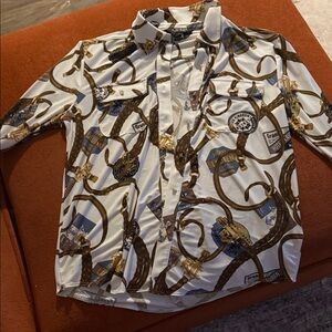 Ralph Lauren White and Brown Patterned Shirt